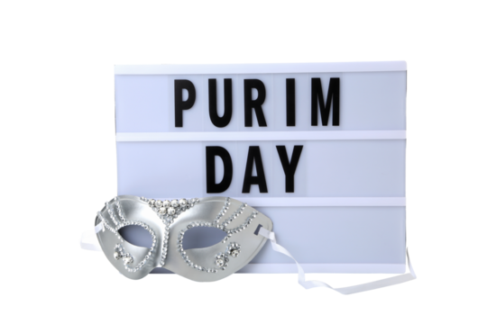 PNG, traditional symbols for Purim holiday, isolated on white background.