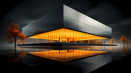 Fototapeta premium 3d render of abstract futuristic architecture with empty concrete floor
