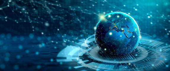 Global Business and Network connection concept. Elements furnished by NASA. 3D Rendering.