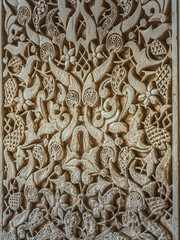 Alhambra in Granada, Spain. Detail of a 800 years old wall in islamic style.