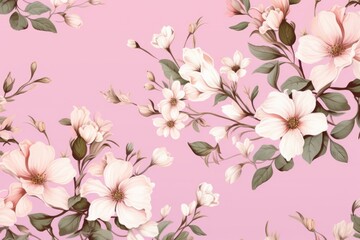 Pattern of white flowers on pink background