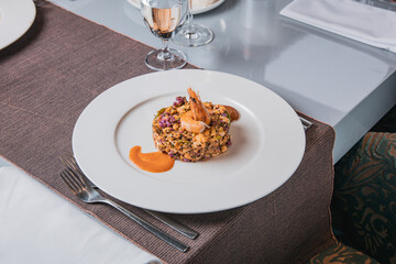 Shrimp with vegetable risotto 