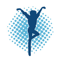 Silhouette of a slim female in dance pose. Silhouette of a woman dancing.