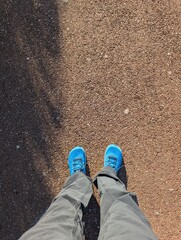 Ready for running with running shoes