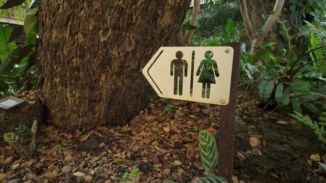 Toilet Direction Sign in Botanical Garden