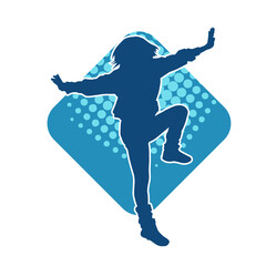 Silhouette of a slim female in dance pose. Silhouette of a woman dancing.