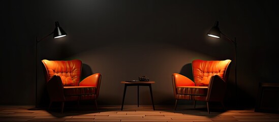 The podcast or interview room is arranged with two chairs, poised for engaging discussions and interviews.