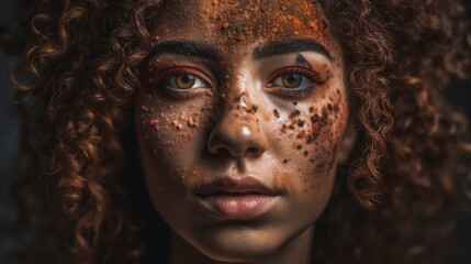 Portrait beautiful girl with curly hair. Beauty concept. Generative ai