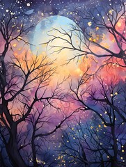 Abstract Celestial Constellations Sunset: A Dusk Scene of Starry Beauty