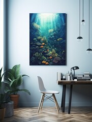 Abstract Depths: A Captivating Canvas Print of Landscape and Marine Art