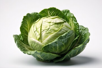 Fototapeta premium Cabbage isolated on white background. Close up of cabbage head.