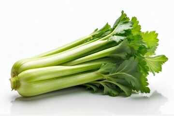 Celery on a white background, close-up.