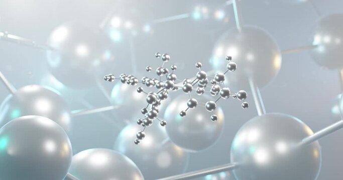 Procyanidin a2 rotating 3d molecule, molecular structure of a type proanthocyanidin, seamless video