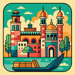 Obraz premium venezia square linear gondola 