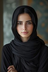 portrait of a beautiful saudi arab woman with hijab, generative ai