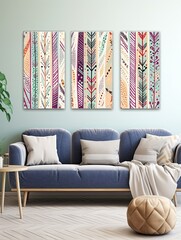 Boho Feather and Arrow Patterns Canvas Print Landscape - Bohemian Designs