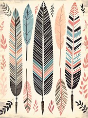 Boho Feather and Arrow Patterns Seascape Art Print: Boho Sea Designs by [Your Name/Brand]