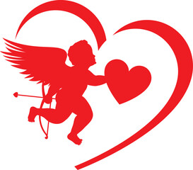 happy valentine cupid angel with love vector illustration