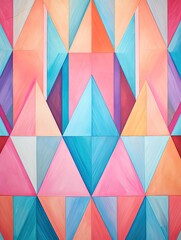 Colorful Geometric Murals: Ocean Wall Decor with Captivating Oceanic Geometric Patterns.