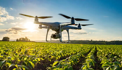 Agriculture drone flying on the farm