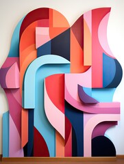 Colorful Geometric Murals: Vibrant Shapes Wall Art Design