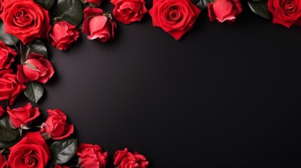 Elegant Red Roses on Dark Background with Copy Space