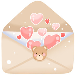 Love-themed Teddy Bear with Heart and Cat on Valentine Greeting Card