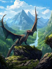 Fantasy Dragon Valley: Majestic Illustrations of Rolling Hills & Serene Landscapes