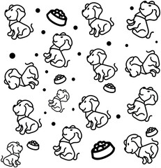 cute dog illustration ready. for wall decoration or as a background. Crayon outline drawing style. Hand drawn trendy Vector illustration
