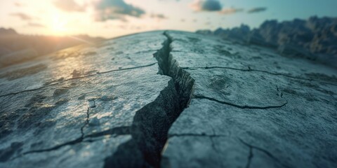 A large crack in the world formed by the earth - obrazy, fototapety, plakaty