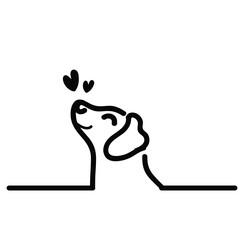 cute dog illustration ready. for wall decoration or as a background. Crayon outline drawing style. Hand drawn trendy Vector illustration