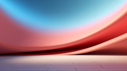 Fototapeta premium 3d render, abstract background with red and blue waves, wavy lines. AI Generative