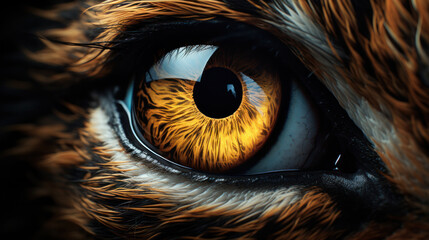 A macro shot of a leopard's eye, captured through wildlife photography, generative AI