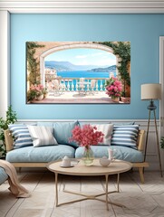 Mediterranean Sea Views Canvas Print - Panoramic Landscape Art - obrazy, fototapety, plakaty