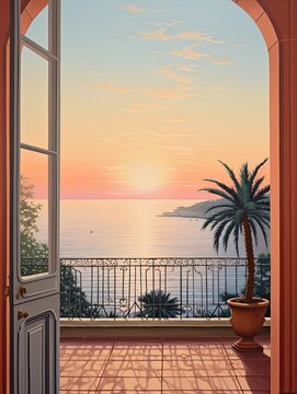 Misty Morning Delight: Captivating Mediterranean Sea Views at Dawn on the Seafront
