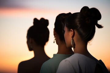 profile of dancers silhouette against sunset