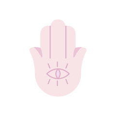 Yoga Hand, Hamsa, Evil Eye , cartoon style isolated on white background