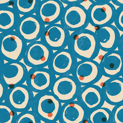 Indigo Circle dots block print in traditional Japanese kimono style seamless pattern. High quality photo - 720101117