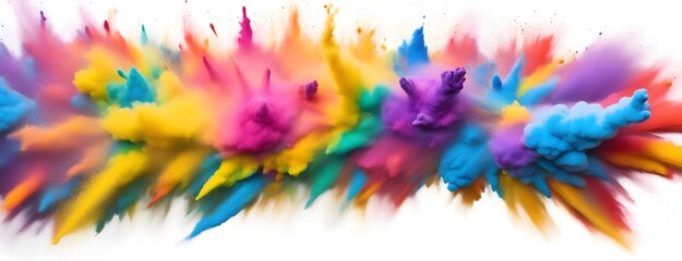 Fototapeta na wymiar Multicolored explosion of rainbow holi powder paint isolated on white background.