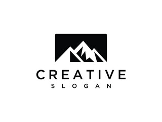 Vector icon mountain silhouette. Black and white mountains