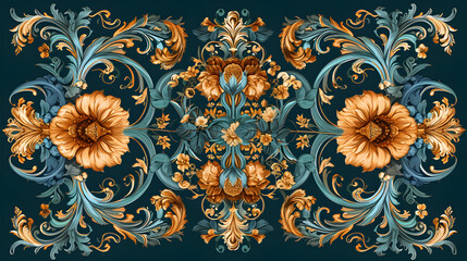 Rococo Flourishes in Bandanna Style illustration wallpaper 