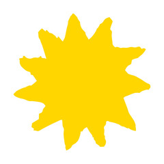 Hand drawn Sun symbol painted with ink brush, png clipart isolated on transparent background