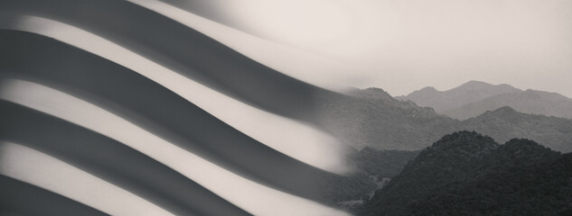 black grey abstract curve with mountain banner background