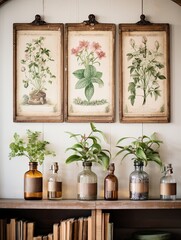 Vintage Botanical Wall Art: Charted Flora in Old World Map Designs