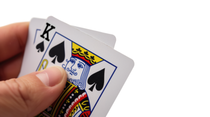 king of spades poker hand being revealed, transparent background