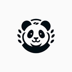 Panda bear silhouette logo design vector template