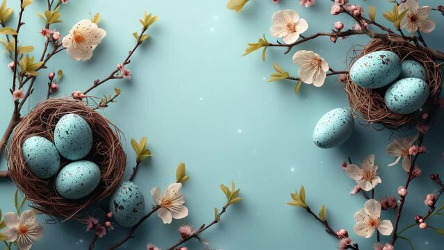 Video about Happy Easter greeting background with Easter eggs. Colorful easter eggs background with copy space area for text