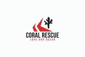 geometric coral rescue sign symbol logo vector design template with flat, modern and elegant styles.  
