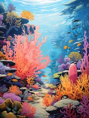 Vibrant Coral and Fish Scenes: A Contemporary Marine Depiction of Modern Landscape