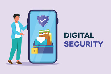 Digital Security concept. Colored flat vector illustration isolated.